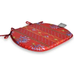 Le Cluny French Linens Lavender Red Acrylic-Coated Cotton French Style Chair Pad By Le Cluny