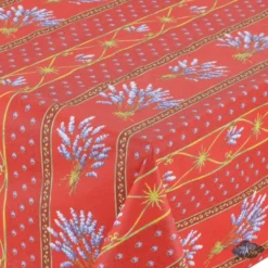 Le Cluny French Linens Table Linens 60x 96" Rectangular Lavender Red Acrylic-Coated Cotton Provence Tablecloth By Le Cluny