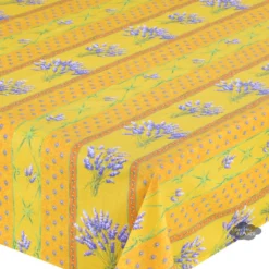 Le Cluny French Linens 60x132" Rectangular Lavender Yellow Acrylic-Coated Cotton Provence Tablecloth By Le Cluny Table Linens