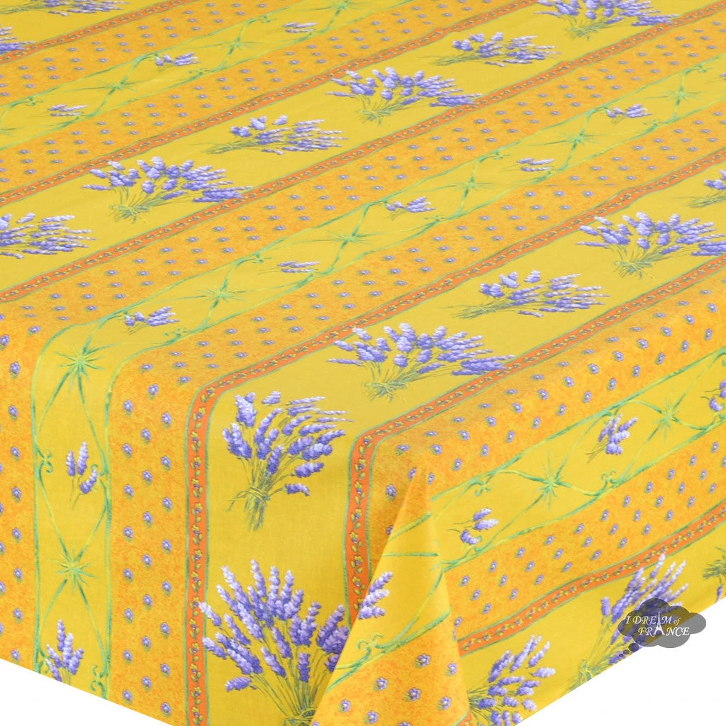 Le Cluny French Linens 60x 96" Rectangular Lavender Yellow Acrylic-Coated Cotton Provence Tablecloth By Le Cluny Table Linens