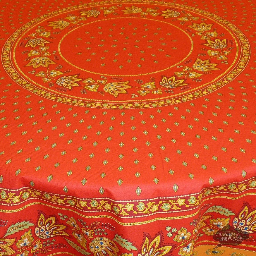 Le Cluny French Linens 70" Round Lisa Red Provence Tablecloths By Le Cluny