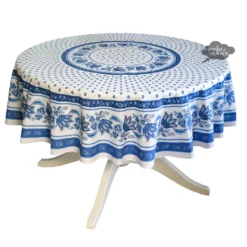 Le Cluny French Linens 70" Round Lisa White French Country Tablecloth By Le Cluny Table Linens