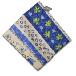 Le Cluny French Linens Table Linens Monaco Beige & Blue Full Pattern Provence Cotton Napkin By Le Cluny
