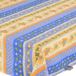 Le Cluny French Linens 60x84" Rectangular Monaco Blue & Yellow Acrylic-Coated Cotton Provence Tablecloth By Le Cluny Table Linens