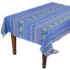 Le Cluny French Linens 58" Square Olives Blue Acrylic-Coated Cotton Provence Tablecloth By Le Cluny