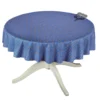 Le Cluny French Linens Table Linens 60" Round Olives Blue All-Over Acrylic-Coated Cotton Provence Tablecloth By Le Cluny