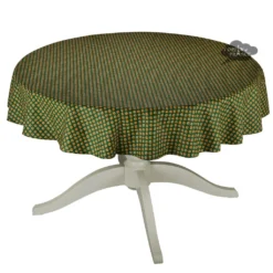 Le Cluny French Linens 60" Round Olives Green All-Over Acrylic-Coated Cotton Provence Tablecloth By Le Cluny Table Linens