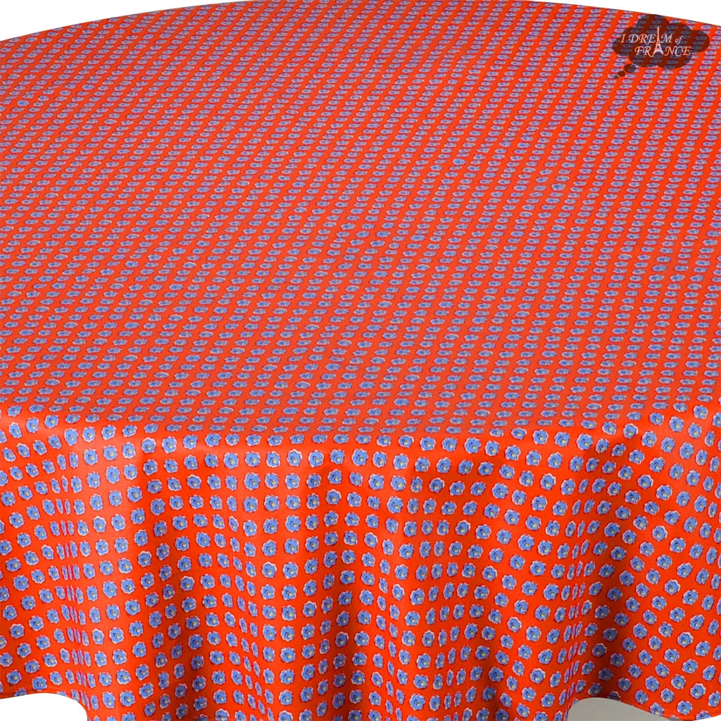 Le Cluny French Linens 60" Round Olives Red All-Over Acrylic-Coated Cotton Provence Tablecloth By Le Cluny