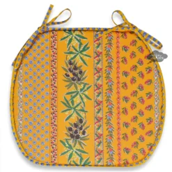 Le Cluny French Linens Olives Yellow Acrylic-Coated Cotton French Style Chair Pad By Le Cluny Table Linens