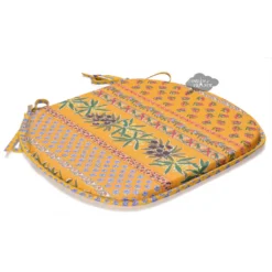 Le Cluny French Linens Olives Yellow Acrylic-Coated Cotton French Style Chair Pad By Le Cluny Table Linens