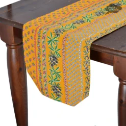 Le Cluny French Linens Table Linens 16x72" Olives Yellow Acrylic-Coated Cotton Provence Table Runner By Le Cluny