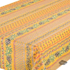 Le Cluny French Linens 52x72" Rectangular Olives Yellow Acrylic-Coated Cotton Provence Tablecloth By Le Cluny Table Linens
