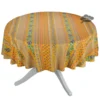 Le Cluny French Linens Table Linens 70" Round Olives Yellow Striped Acrylic-Coated Cotton Provence Tablecloth By Le Cluny