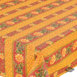 Le Cluny French Linens 58" Square Sunflower Red Acrylic-Coated Cotton Provence Tablecloth By Le Cluny