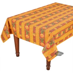 Le Cluny French Linens 58" Square Sunflower Red Acrylic-Coated Cotton Provence Tablecloth By Le Cluny