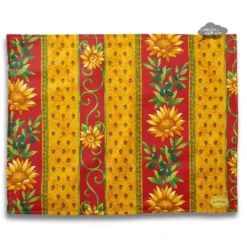 Le Cluny French Linens Table Linens Sunflower Red Acrylic-Coated Cotton Reversible Placemat By Le Cluny