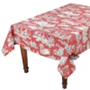 Le Cluny French Linens 60x84" Rectangular Villandry Red Toile Acrylic-Coated Cotton Tablecloth By Le Cluny