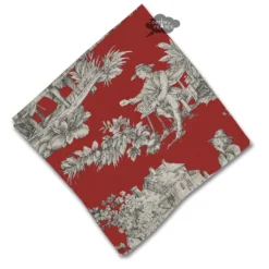 Le Cluny French Linens Villandry Red French Toile Cotton Napkin By Le Cluny