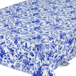 Le Cluny French Linens 58" Square Versailles Blue Acrylic-Coated Cotton French Tablecloth By Le Cluny
