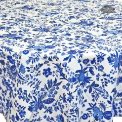 Le Cluny French Linens 70" Round Versailles Blue Acrylic-Coated Cotton French Tablecloth By Le Cluny Table Linens