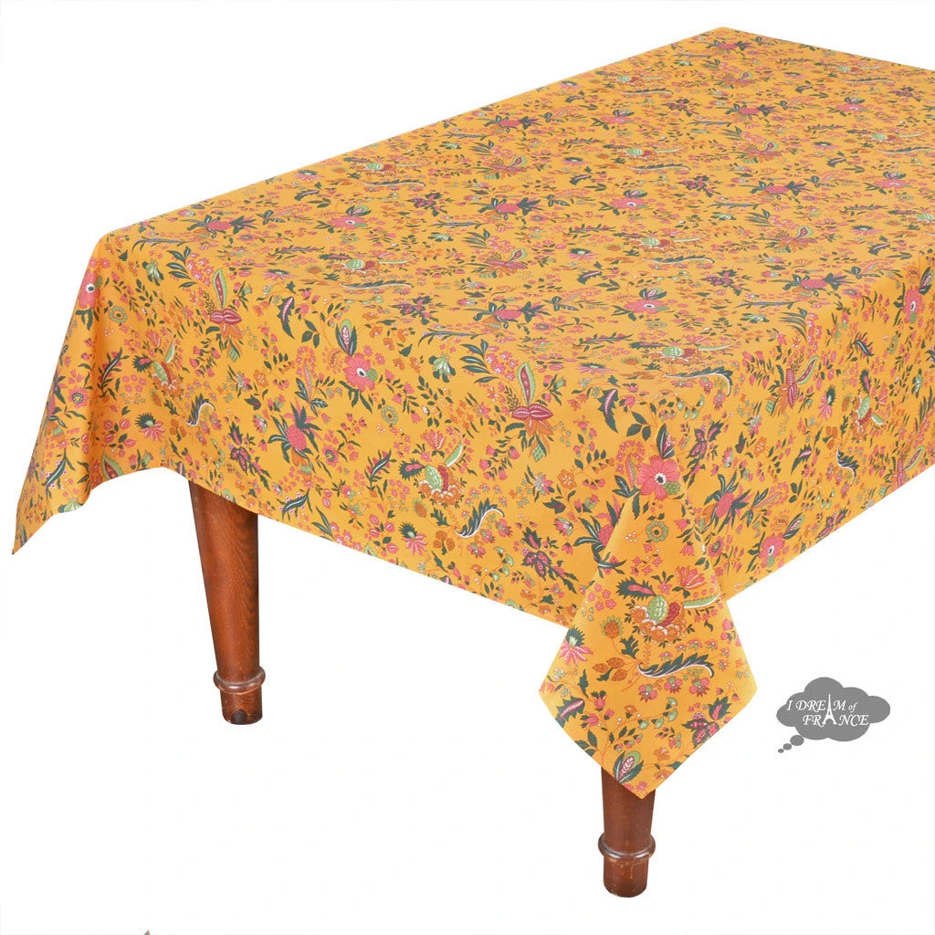 Le Cluny French Linens Table Linens 60x 96" Rectangular Versailles Yellow Acrylic-Coated Cotton French Tablecloth By Le Cluny