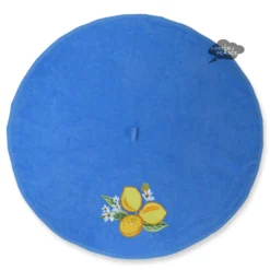 Kitchen Round Terry Hand Towel Lemons Blue By Tissus Toselli