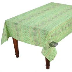 Le Cluny French Linens Table Linens 60x120" Rectangular Lisa Pistachio Acrylic-Coated Cotton Provence Tablecloth By Le Cluny