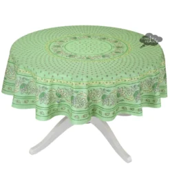 Le Cluny French Linens Table Linens 70" Round Lisa Pistachio French Country Tablecloths By Le Cluny