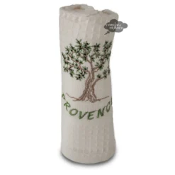 Olive Tree Cream Waffle Weave Kitchen Towel By Tissus Toselli
