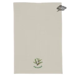Olives Cream Waffle Weave Kitchen Towel By Tissus Toselli