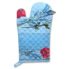 Aprons & Pot Holders Poppies Sky Blue Cotton Oven Mitt By Tissus Toselli