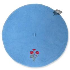 Round Terry Hand Towel Poppies Blue By Tissus Toselli