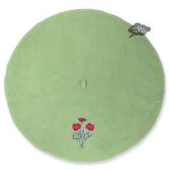 Kitchen Round Terry Hand Towel Poppies Green By Tissus Toselli