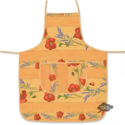 Poppies Yellow Cotton Kitchen Apron By Tissus Toselli Aprons & Pot Holders