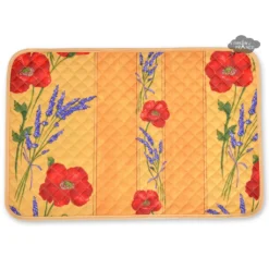 Poppies Yellow Acrylic Coated Quilted Placemats By Tissus Toselli Table Linens