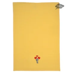 Poppies Yellow Waffle Weave Kitchen Towel By Tissus Toselli