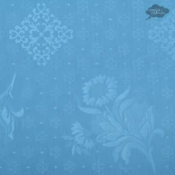 Table Linens 55x86" Rectangular Moustiers Blue Matelassé Tablecloth By Tissus Toselli