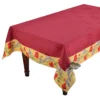 Table Linens 55x86" Rectangular Poppies Yellow & Red Matelassé Tablecloth By Tissus Toselli