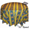 Le Cluny French Linens 90" Round Sunflower Blue Acrylic-Coated Cotton Provence Tablecloth By Le Cluny Table Linens
