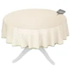 Table Linens 58" Round Calisson Cream & Green Allover Acrylic-Coated Cotton Tablecloth By Tissus Toselli