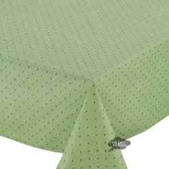 Table Linens 60x96" Rectangular Calisson Green Acrylic-Coated Cotton Tablecloth By Tissus Toselli