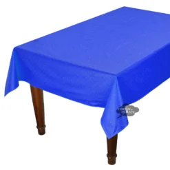 60x96" Rectangular Calisson Sapphire Blue Acrylic-Coated Cotton Tablecloth By Tissus Toselli Table Linens