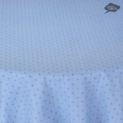 58" Round Calisson Lavender Blue Allover Acrylic-Coated Cotton Tablecloth By Tissus Toselli Table Linens