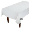 60x96" Rectangular Calisson White & Blue Acrylic-Coated Cotton Tablecloth By Tissus Toselli Table Linens