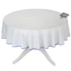 Table Linens 58" Round Calisson White & Blue Allover Acrylic-Coated Cotton Tablecloth By Tissus Toselli