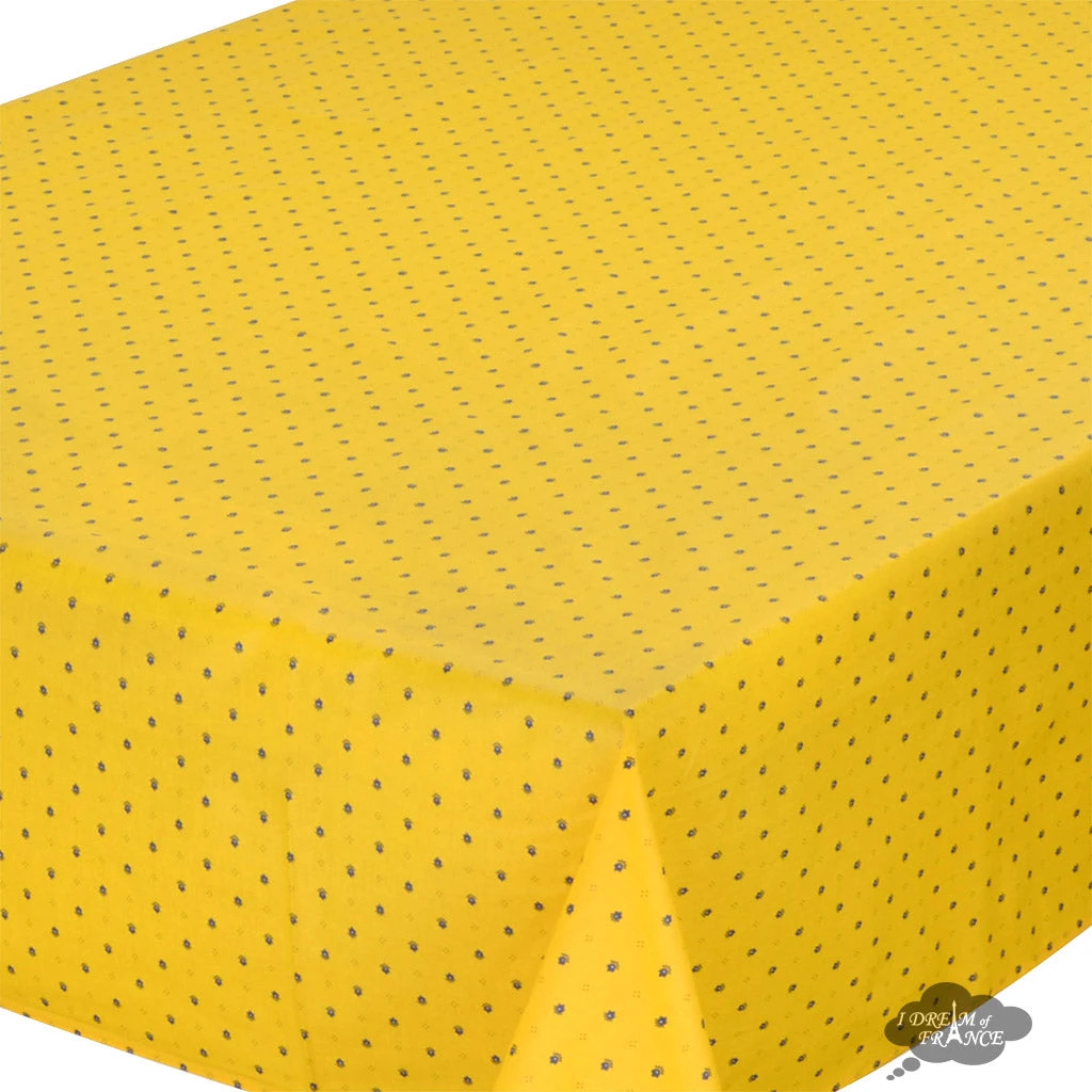 Table Linens 60x96" Rectangular Calisson Yellow & Blue Acrylic-Coated Cotton Tablecloth By Tissus Toselli