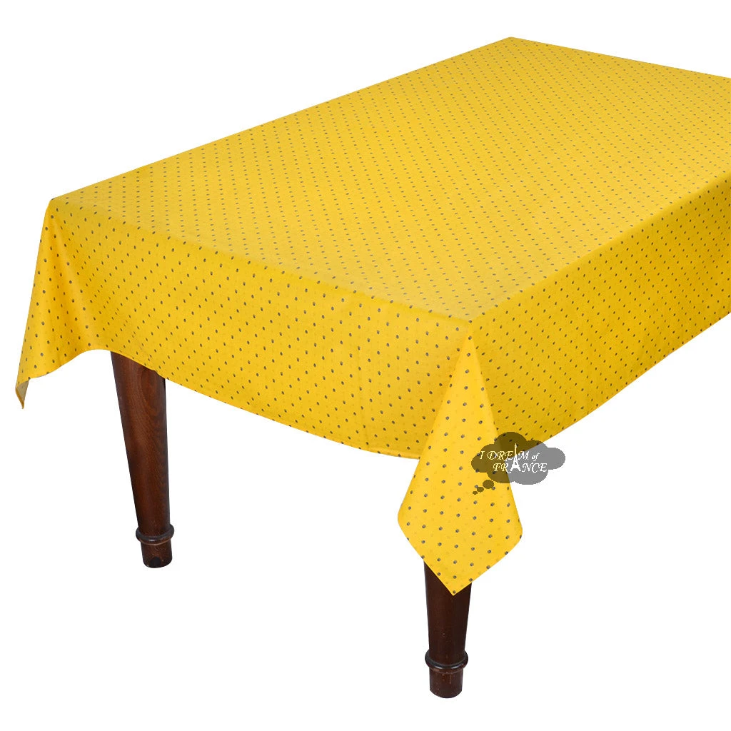 Table Linens 60x96" Rectangular Calisson Yellow & Blue Acrylic-Coated Cotton Tablecloth By Tissus Toselli