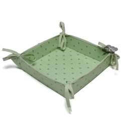 Calisson Green Cotton Bread Basket By Tissus Toselli Table Linens