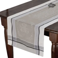Table Linens 20x64" Romantique Greige Jacquard Cotton Table Runner By Tissus Toselli