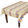 58" Square Roses & Lavender Acrylic-Coated Cotton Tablecloth By Tissus Toselli Table Linens